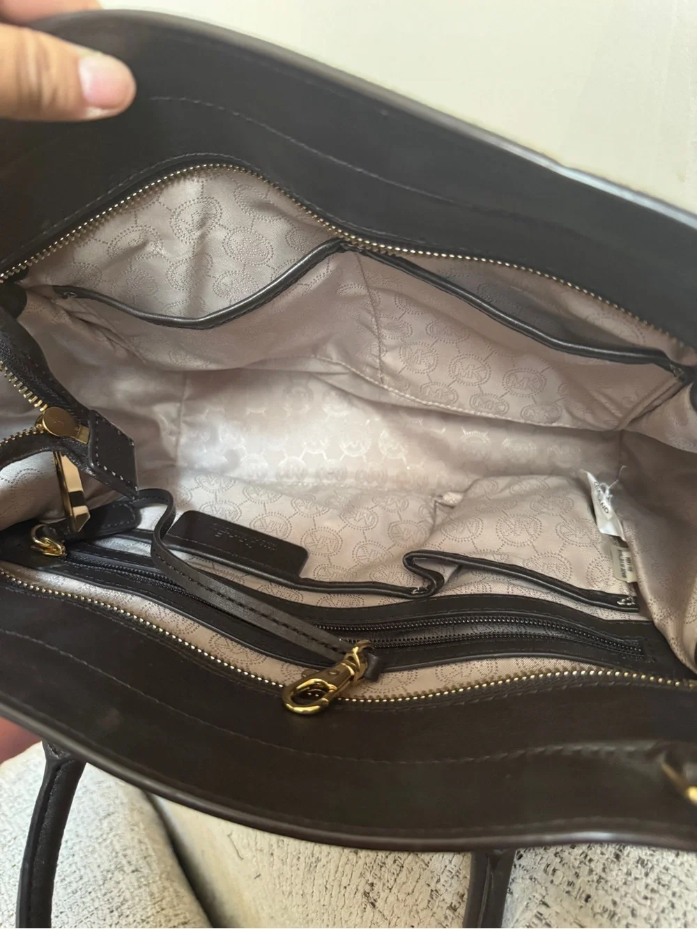Michael Kors Camo Leather & Haircalf Satchel - Brown/Black